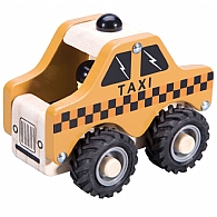 Wooden Taxi with Rubber Wheels